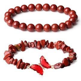 GUJOXILA Women's Healing Stone Bracelet, Gemstones Bracelets for Women, Splinter Bracelets, Elastic Bracelets, Lucky Charm, Gift for Women, Pack of 2