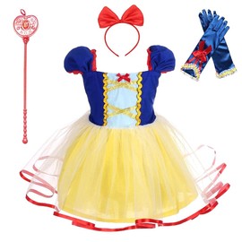 Lito Angels Princess Snow White Fancy Dress Up Costume for Girls Kids Birthday Party Tulle Skirt with Accessories Age 6-7 Years 102