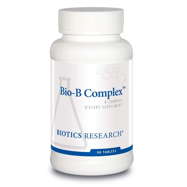 BIOTICS Research Bio B Complex High Potency B-Complex with Folate and Vitamins B2, B6 and B12 for Energy Production. Supports Cardiovascular Function, metabolic Pathways, Brain Health 90 Tabs