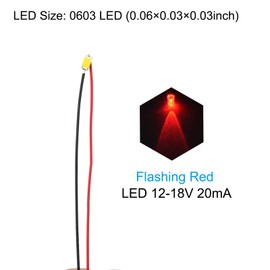 PATIKIL 12-18V 0603 Pre Wired LED, 20Pcs 7.8" Pre-soldered Micro Surface Mount Device Light Emitting Diodes with Edge for Home Decor Model Build,Red