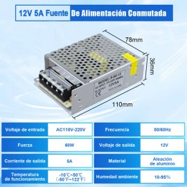 Fuente conmutada 12v 5a Cftv Dvr corriente real de alta calidad