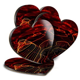 Destination Vinyl ltd Great Coasters (Set of 4) Heart - 3D Topographic Map Geography Drink Glossy Coasters/Tabletop Protection for Any Table Type #21063