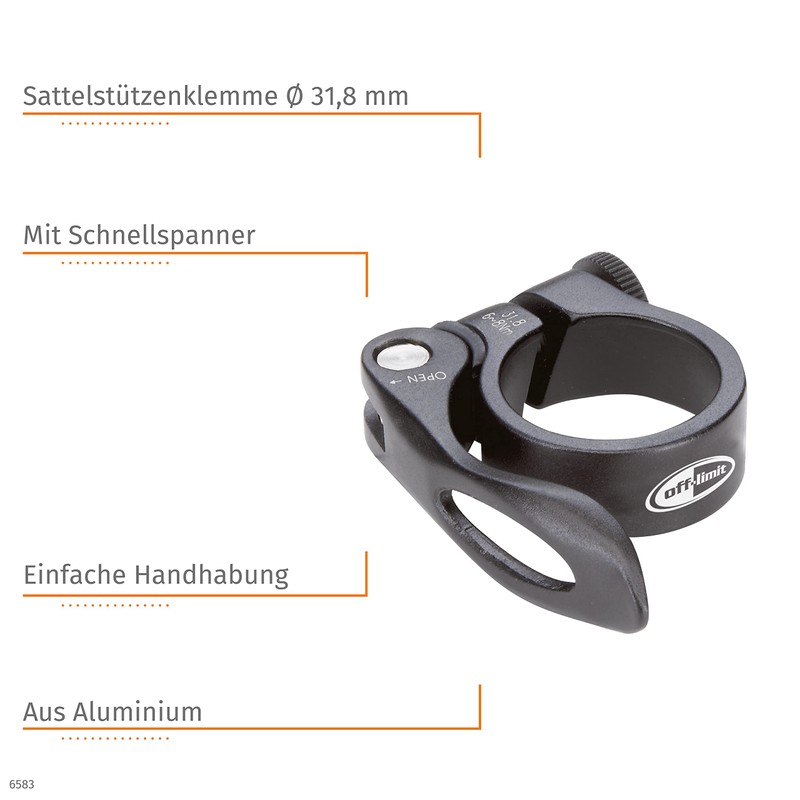 Off-Limit Seat Post Clamp with Large Lever - Black