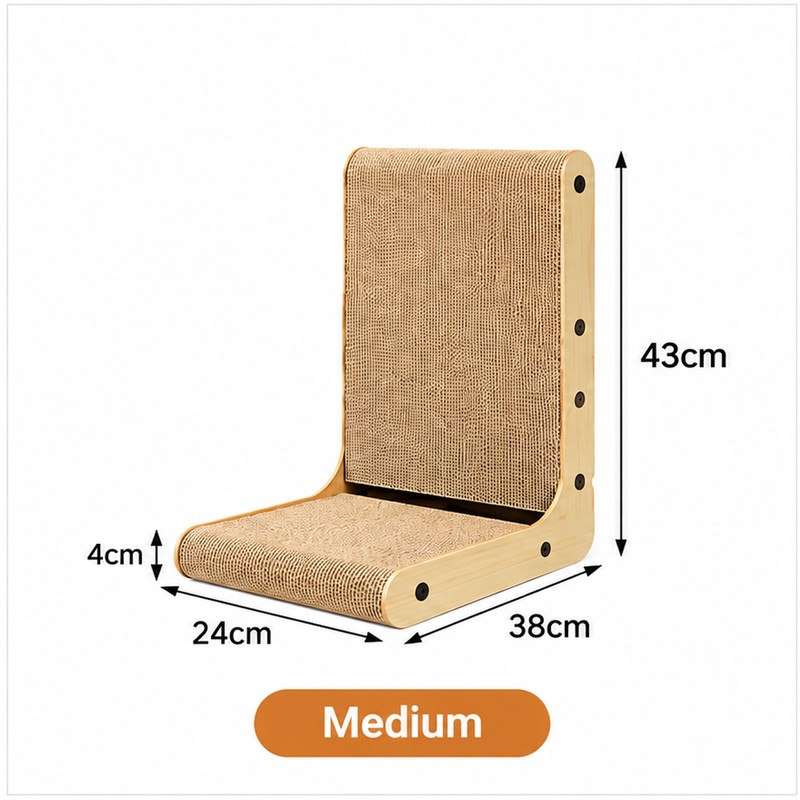 L-Shaped Cat Scratcher for Indoor Cats – Double-Tier Wood Scratching