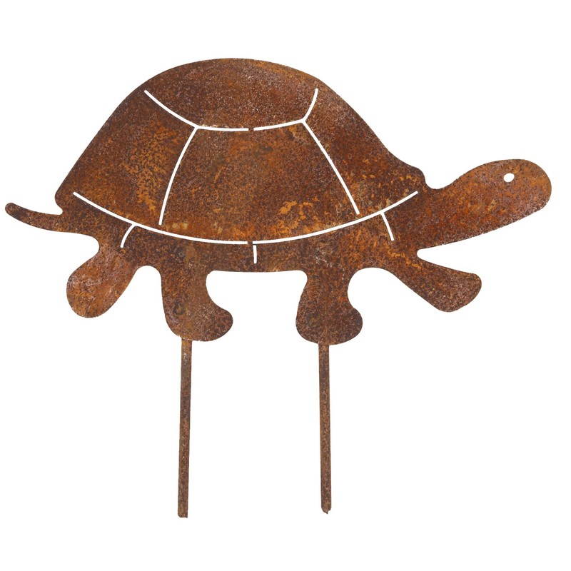 B2S BACK2SEASON Metal Stake Tortoise Patina Rust Garden Stake Spring