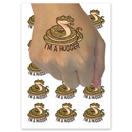 I'm A Hugger Snake Boa Constrictor Python Hug Temporary Tattoo Water Resistant Fake Body Art Set Collection - 15 2" Tattoos (1 Sheet)