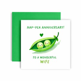 Huxters Anniversary Card for Wife Ha-Pea Wedding Anniversary Happy Love ever after - 14.8cm (Wife Pea)
