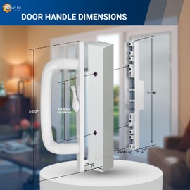 Center Latch Handle Set for Sliding Patio Doors Repair - Smooth Secure Grip | Corrosion-Resistant | Patio Glass Door Handle Replacement, Right-Handed Orientation - Center Latch (White)