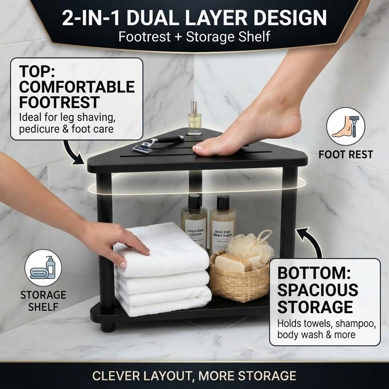 Shower Foot Stool for Shaving Legs, 15.7" W x 9.4"