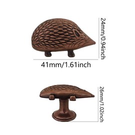 Vintage Animal Cabinet Knobs, Decorative Metal Hedgehog Shape Drawer Knobs Pulls Handles for Cupboard Door Closet, Antique Dresser Knob Kitchen Home Hardware Furniture Handle 4Pcs (Red Bronze)