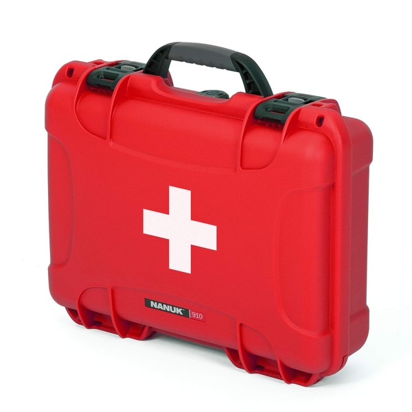 Nanuk 910 Waterproof First Aid Prepper Survival Gear Dust and Impact Resistant Case - Empty - Red, 910-FSA9