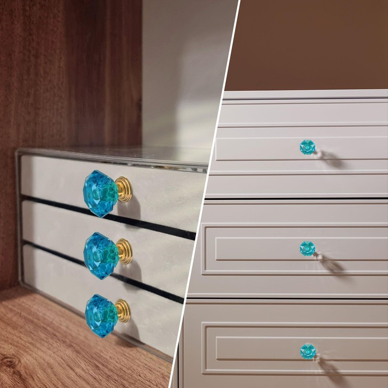uxcell 2 Pcs Crystal Cabinet Knobs 24 mm Drawer Pulls