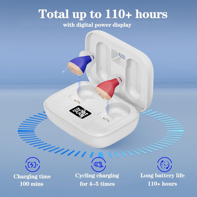 Invisible Digital Hearing Amplifier with Noise Reduction – 110H Charging