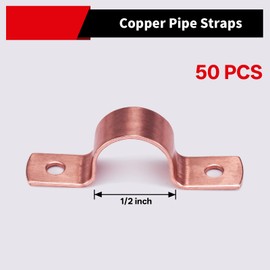 ROGVOC Plumbing Copper Pipe Straps, 50-Pcs 1/2 inch 2-Hole Pipe Clamp Mount Support