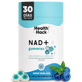 NAD+ Resveratrol Nicotinamida Ribosa 60 Gomitas Sin Azúcar Health Hack