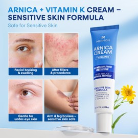 Hermon Arnica Bruise Cream for Sensitive Skin – Vitamin K Cream for Face & Under-Eye Bruising, Swelling & Thin-Looking Skin – Arnica Montana Hydrating Moisturizer 2 Oz