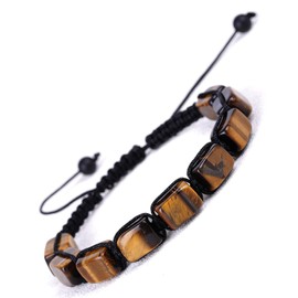 HESHPAWS Genuine Tiger Eye Adjustable Bracelets Crystal Healing Stones Bracelets Supernatural Reiki Natural Stones Bead Bracelets for Women Men (Tiger Eye)