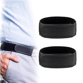 Daryunk 2pcs Belt Buckle, No Buckle Belts for Men, Soft Edge Pads, Adjustable Invisible Elastic Belt Men, Suitable for Jeans, Pants, Black
