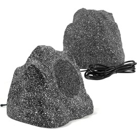 STUDIOFINIX 4 Inches Bluetooth Rock Speakers Outdoor Waterproof, 200W Powerful Bass & All Weather, for Backyard Garden Pool Deck BBQ Porch (Pair, Gray)