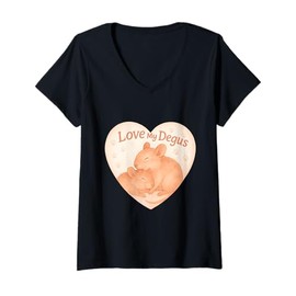 Womens Love My Degus Heart Degu Lover V-Neck T-Shirt