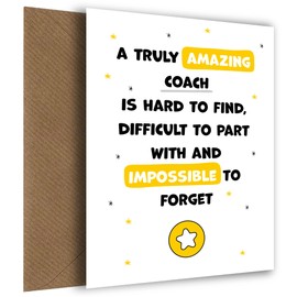 Coach Thank You Card - Impossible to Forget - Appreciation Card for Coach to Express Thanks to Him or Her - Leaving, Retirement