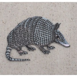 Wholesale Applique Armadillo - Facing Right - Gray/9 Nine Banded Iron On Applique/Embro