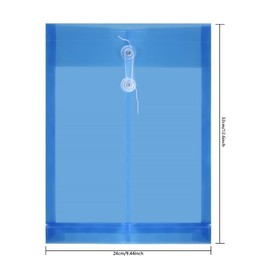 Doryum A4 Plastic Wallets, 10 Pcs Document Folder with String Closure Clear and Blue File Folders Document Files Popper Wallets for Paperwork School Office Home Travel Organization