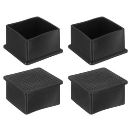 sourcing map Rubber Furniture Leg Caps, 4Pcs 50x50mm Rectangle Chair Leg Tips Caps, Furniture Foot End Caps Covers Floor Protectors for Table, Chair, Machinery Equipment Feet (Black)