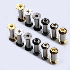 10PCS Knife Handle Bolts Rivets M4 Screws Nuts DIY Knife Handle Fasteners Essential Knife Making Supplies (Flat Gold)