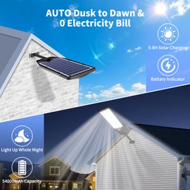 9000W Solar Street Lights Outdoor Waterproof, Commercial Grade 480000 Lumens Dusk to Dawn Solar Flood Light Motion Sensor, LED Solar Lights Outdoor with Remote Control for Parking Lot, Backyard