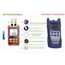 Elfcam - FTTH Optical Multimeter for Field Technicians, Fiber Optic Multimeter Built-in 2mW Visual Fault Locator (VFL), Supplied with Fiber Optic Adapter/Coupler SC Male to LC Female (E-280)