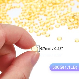 PATIKIL 1.1LB Flat Marbles, 7mm (0.28") Mini Acrylic Gems for Vases Filler Glass Beads Fish Tank Table Scatter Home Decor DIY Crafts, Orange