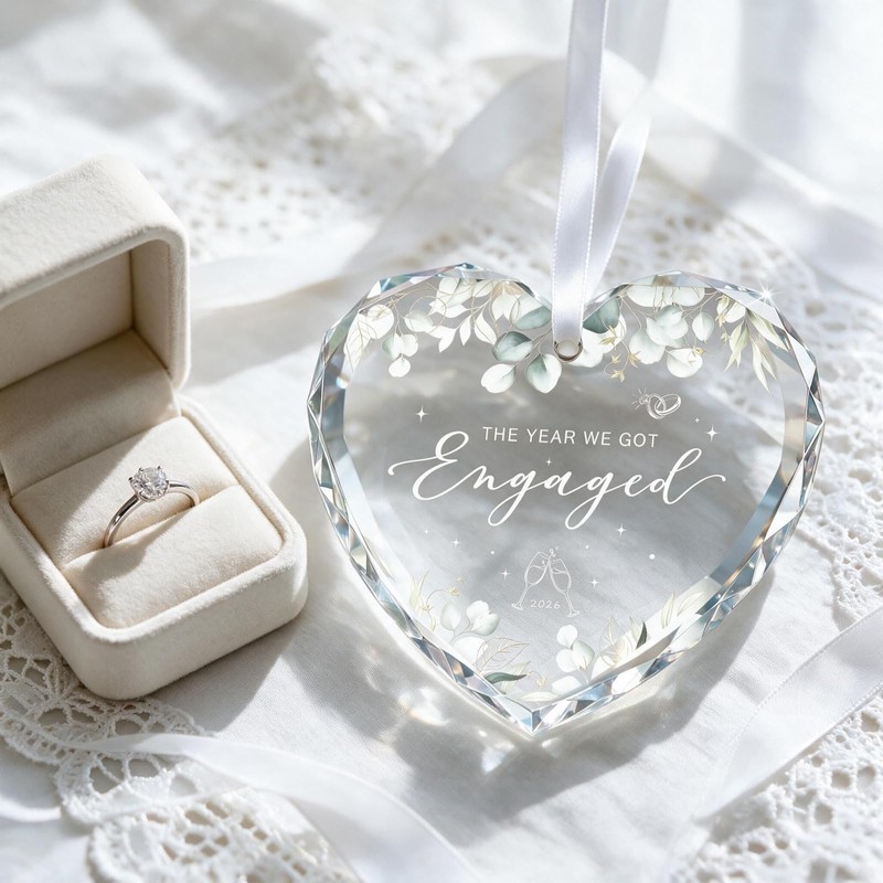 Engagement Gifts for Couples 2026, Heart Crystal Glass Ornament