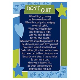 Sterling Gifts 'Don't Quit' Laminated Pocket Prayer Cards - Pack of 25, Sports or Jobs