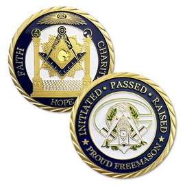 Master Mason Masonic Gift-Faith Hope Charity Gold Plated Proud Freemason Challenge Coin