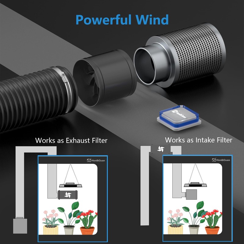 Hon&Guan 8 Inch Inline Booster Duct Fan with Speed Controller