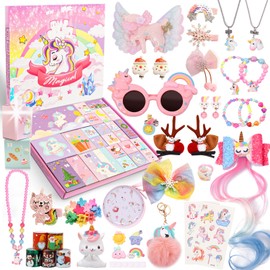 Advent Calendar 2024 Girls, Unicorn Christmas Calendar Children, Advent Calendar Children's Bracelet Charms Jewellery Craft Sets, 24 Surprises Toy Christmas Jewellery Gift for Children Girls