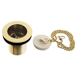Kingston Brass DSP20PB 1-1/2-Inch Chain and Stopper Tub Drain with 2-Inch Body Thread in Polished Brass