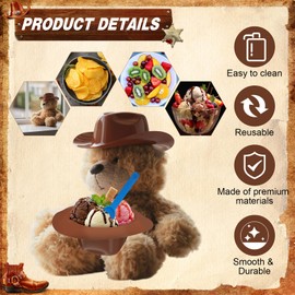 24 Pcs Cowboy Hats Ice Cream Bowls Spoon Set 8 oz Plastic Snacks Yogurt Cups Cowboy Doll Hat Ice Cream Bowl for Crafts Dollhouse Decoration Western Party Favor Gifts