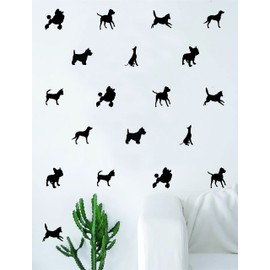 Set of 80 Dog Silhouettes Pattern Decal Sticker Wall Vinyl Art Home Decor Cute Animals Puppy Doggy Rescue Vet