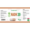 NADH 20 mg 60 Vegan Capsules, Laboratory Tested, High Dosage,