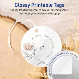 Avery Printable Round Tags with Sure Feed Technology, 3" Diameter, Glossy White Cardstock, Print-to-the-Edge, Laser/Inkjet, 60 Total, Great for Custom Gift Tags and Branding Tags