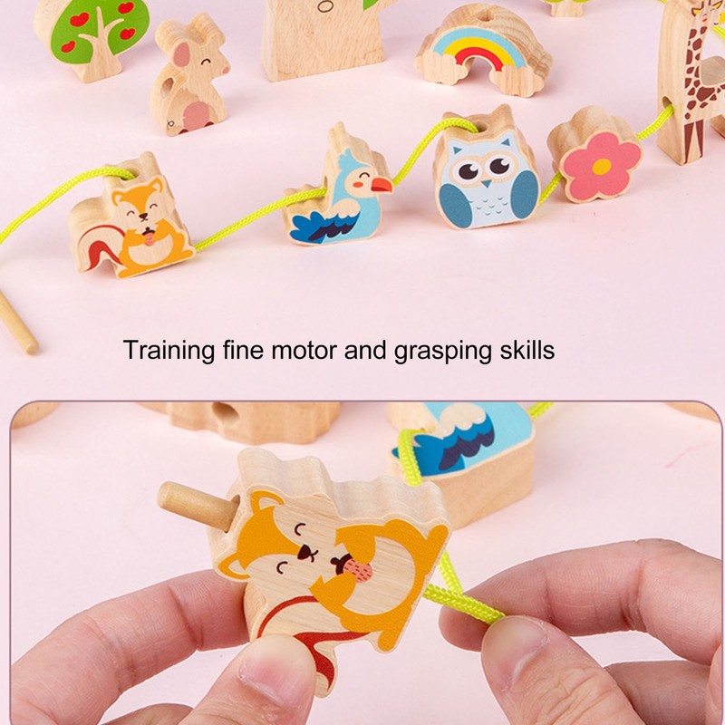 Wooden Animals Stacking Toy Colorful Improve Coordination Blocks Balancing Tree