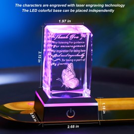 3D Crystal Butterfly Inspirational LED Light Display, Motivational Quote Glass Plaque with Color-Changing Base, Desk Office Decor (Inspirational Gift-4)