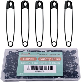 Urmspst Safety Pins, 100PCS-2.1Inch Small Safety Pins, Rust-Resistant Nickel Plated Steel, Sharp Edge Safety Pin for Clothes, Sewing, Arts & Craft, Small Decorative Safety Pins (Black)