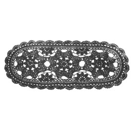 sourcing map Crochet Doilies, 22" x 10" Handmade Crochet Table Placemats Oval Lace Doilies 3 Flowers Pattern Cotton Coaster for Wedding Party Decoration, Dark Gray