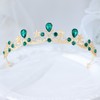 Gold Green Princess Tiara for Women Small Bride Crown for