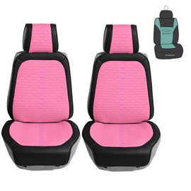 FH Group Car Seat Covers Front Set Ultra Automotive Seat Cushions-Low Back Car Seats,Universal Fit, PINK Automotive Seat Cover,Car Seat Cushion,Airbag Compatible Car Seat Cover for SUV,Sedan with Gift