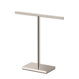 Gatco 1444PN, Modern Rectangle Base Freestanding Countertop Towel Holder, Polished Nickel / 10.50" W x 11.13" H T-Shape Style Countertop Hand Towel Holder for Bathroom, Kitchen/Fingertip Towel Rack