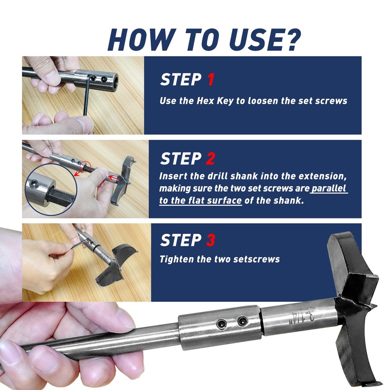 ASNOMY 6-11/16Inch Extra Long Forstner Bit Extension for Adding Over